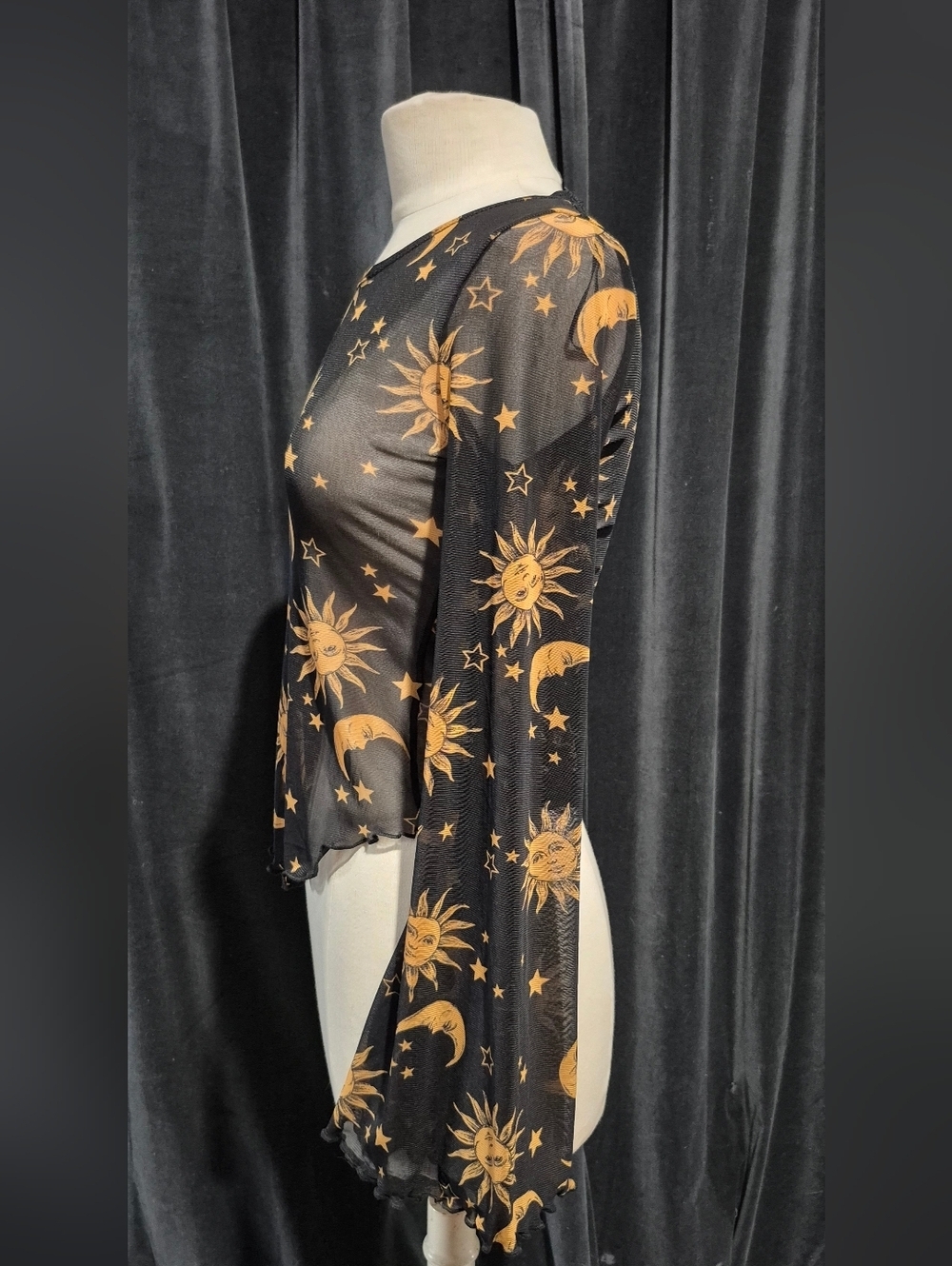 Sheer Black Sun & Moon Long Sleeve Top (Box C) - Picture 3 of 7
